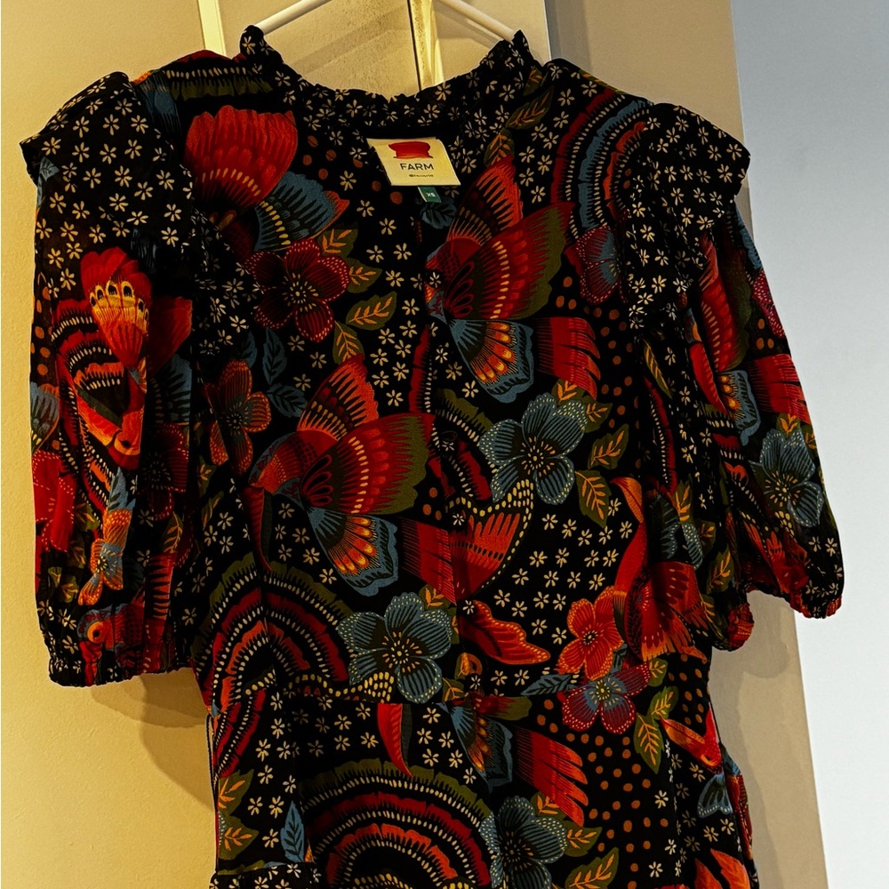 FARM Rio Floral Midi Dress - Black, Red, Blue, Yellow - Picture 4 of 8